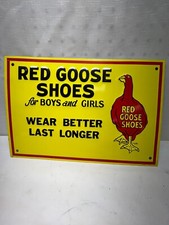 ~Antigo~ "sapatos ganso vermelho" placa publicitária de metal 9 1/2" X 14" comprar usado  Enviando para Brazil
