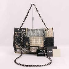 Usado, Autêntico CHANEL PVC Tweed Patchwork Jumbo Aba Única Preto comprar usado  Enviando para Brazil