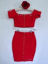 Bebe 2 peças vestido bandagem elástica crop top e saia S batom vermelho sexy BodyCon comprar usado Bebe 2 peças vestido bandagem elástica crop top e saia S batom vermelho sexy BodyCon comprar usado  Enviando para Brazil