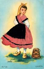 VESTIDO DE SEDA BORDADO FLAMENCO - GALIZA - CARTÃO POSTAL (195) comprar usado  Enviando para Brazil