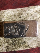 Barra de plata vertida vintage Academy 170 gramos .999 peso extraño remolinos segunda mano  Embacar hacia Mexico