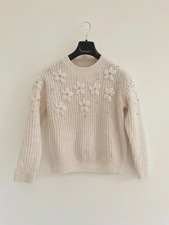 Camiseta enfeitada Ecru Off White mistura de lã alpaca 2XS serve até Reino Unido 10 -NOVO comprar usado  Enviando para Brazil