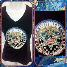Camiseta Feminina MULHERES DO EMBLEMA US$ 49 Personalizada ArT Tela de Seda Decote V Preta GG, usado comprar usado  Enviando para Brazil