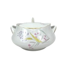 Sopa de porcelana vintage boêmia Tureen com tampa e alças design floral branco e comprar usado  Enviando para Brazil
