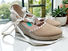 Novo Pican Costurado à Mão Na Espanha Bronzeado Cadarço Cunha Alpargatas Sapatos Femininos 8 comprar usado  Enviando para Brazil