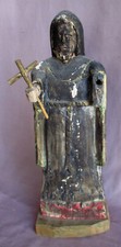 Antigo início de 15" esculpido em madeira pintado figura religiosa santo ou monge comprar usado  Enviando para Brazil