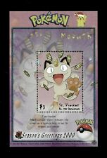 St. Vincent 2001 - Pokemon Meowth - Folha de selo de lembrança - Scott #2891 - MNH comprar usado  Enviando para Brazil