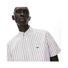 Camisa listrada masculina manga curta algodão Oxford ajuste regular Lacoste M UE 50 NOVA SEM ETIQUETAS comprar usado  Enviando para Brazil