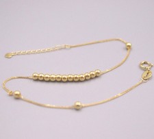 Pulseira feminina Au750 ouro amarelo 18K real 2,5 mm miçangas elo de trigo 7 polegadas, usado comprar usado  Enviando para Brazil