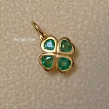 Pingente de colar amuleto flor trevo 4 folhas ouro amarelo 14K esmeralda sorte comprar usado  Enviando para Brazil