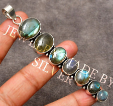 Colgante de joyería hecha a mano de plata de ley 925 con piedras preciosas de labradorita de 2,85" segunda mano  Embacar hacia Mexico