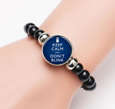 Pulseira de contas elásticas Doctor Who Keep Calm Don't Blink Glass Noosa Snap Chunk comprar usado  Enviando para Brazil