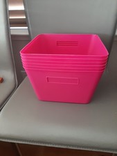 Lote de 6 - Caixas de gaveta de plástico - Aproximadamente 10 X 10 X 6 - ROSA QUENTE - QUARTO DE MENINAS  comprar usado  Enviando para Brazil