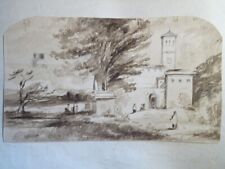 Usado, Ecole FRANCAISE XIX DESSIN LAVIS PAYSAGE MERIDIONAL ANIME EGLISE ITALIE 1840 comprar usado  Enviando para Brazil