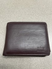 Porta-Cartão Hugo Boss Couro Marrom Carteira Bifold ID Pic Slots Moeda Bolso Zíper, usado comprar usado  Enviando para Brazil