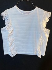 Blusa crop top SO feminina branca ilhós babado tamanho M, usado comprar usado  Enviando para Brazil