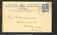 CARTÃO POSTAL CANADÁ #P26 2 CENTAVOS EDWARD STETTLER ALTA 1908 PARA A ALEMANHA comprar usado  Enviando para Brazil