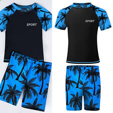 Usado, Conjunto de proteção contra erupções cutâneas infantil masculino camiseta manga curta com shorts UPF 50+ UV roupa de banho comprar usado  Enviando para Brazil