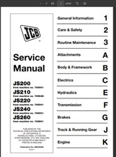 Manual de reparo de escavadeira de rodas JCB Service JS200, JS210, JS220, JS240, JS260 PDF comprar usado  Enviando para Brazil