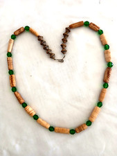Colar gargantilha fio único contas de metal comércio verde osso chifre Wampun 22" comprar usado  Enviando para Brazil