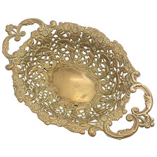 Tigela de frutas antiga de latão perfurada feligree em relevo c1900 cabo duplo 33cm, usado comprar usado  Enviando para Brazil
