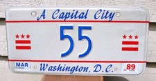 Placa de licença 1989 Washington DC número baixo # 55 comprar usado  Enviando para Brazil