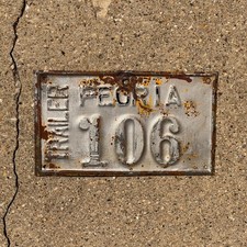 1910 Era Illinois Peoria Trailer Placa de Licença Etiqueta Automática Decoração de Garagem Vintage 106 comprar usado  Enviando para Brazil
