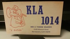 Cartão postal rádio CB QSL KLA-1014 elefante Bob Balanco década de 1970 San Leandro Califórnia, usado comprar usado  Enviando para Brazil