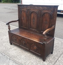 Antique oak settle for sale  SWANSEA