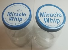 2 potes de vidro vintage Miracle Whip com tampa azul, 4 xícaras cada  comprar usado 2 potes de vidro vintage Miracle Whip com tampa azul, 4 xícaras cada  comprar usado  Enviando para Brazil