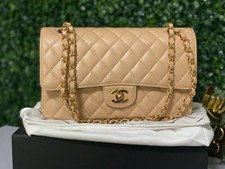 ✰CHANEL✰ DOBLE SOLAPA CAVIAR Beige GHW Acolchado Medio Herrajes Dorados bag comprar usado  Enviando para Brazil
