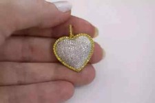 Pingente feminino de moissanita real redondo 2 quilates aglomerado de coração folheado a ouro 14k dois tons comprar usado  Enviando para Brazil
