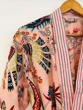 Vestido de vestir quimono de algodão, roupão de dama de honra com estampa de bloco, roupa de noite de verão comprar usado  Enviando para Brazil