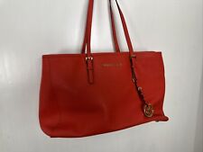 Bolsa tote original Michael Kors bolsa de mão couro laranja logotipo transporte todas as viagens $278 comprar usado  Enviando para Brazil