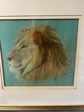 Lion pastel painting for sale  CREWKERNE