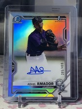 Adael Amador 2021 Bowman Chrome 1º autógrafo refrator /499 controle remoto automático comprar usado  Enviando para Brazil