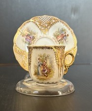 Conjunto de xícara e pires antigos demitasse de casal pintado à mão Dresden Alemanha comprar usado  Enviando para Brazil