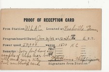 Cartão postal de rádio QSL estação de transmissão 1943 WLAC Nashville Tenn (anos de guerra) comprar usado  Enviando para Brazil