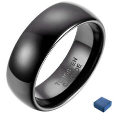 Usado, Aliança de casamento masculina cúpula polida preta 8 mm anel de carboneto de tungstênio tamanho 6-16+metade comprar usado  Enviando para Brazil
