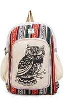 Mochila de viagem feita à mão com estampa de coruja boho – algodão cânhamo hippie comprar usado  Enviando para Brazil
