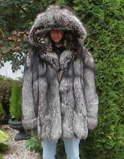 Męski płaszcz futro prawdziwe futro futro płaszcz 100% ranczo amerykański srebrny lis 3XL/ 4XL na sprzedaż  PL