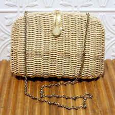 Bolsa de mão estilo vime tecido bolsa elegância corrente alça e fechamento magnético vintage. comprar usado  Enviando para Brazil
