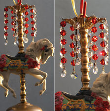 1 abajur carrossel cavalo porcelana SWAG lustre quarto infantil vintage cristal rosa comprar usado  Enviando para Brazil