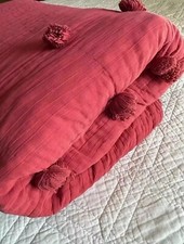 Edredom Pottery Barn Red Holiday Crinkle Puff pom poms reversível rainha comprar usado  Enviando para Brazil