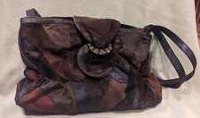 Bolsa Mastercraft anos 90 couro patchwork boho grande fecho aba alça dupla comprar usado  Enviando para Brazil