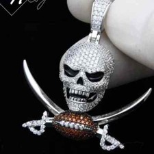 Usado, Cabeça redonda de caveira de moissanita 2,50 ct com pingente de futebol banhado a ouro branco 14K comprar usado  Enviando para Brazil