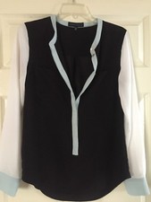 Nova Blusa SANCTUARYWEAR Preto/Branco/Azul Claro Botão Parcial-XS Muito Fofa comprar usado  Enviando para Brazil
