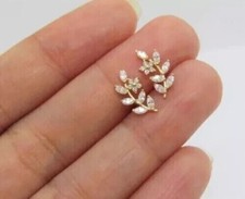 Brinco em forma de folha corte marquesa simulado diamante folheado a ouro amarelo 14K comprar usado  Enviando para Brazil