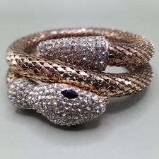 Pulseira de cauda de cabeça de cobra de strass, corpo de malha envoltório, 7 polegadas comprar usado  Enviando para Brazil