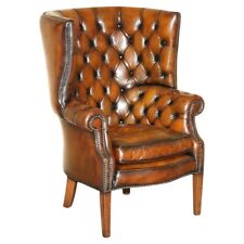 SUPER FINA RESTAURADA VINTAGE CHESTERFIELD PORTERS POLTRONA WINGBACK COURO MARROM comprar usado  Enviando para Brazil